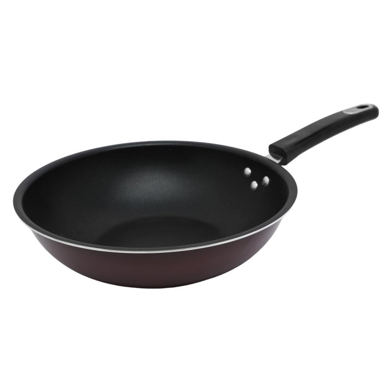 Bister Non-Stick Aluminum Wok without Cover, With Backlite Handle, Black/Brown, 32cm - Image 1